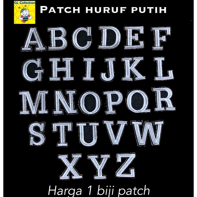 [Harga 1biji]Patch Bordir Jahit Huruf Alfabet Angka