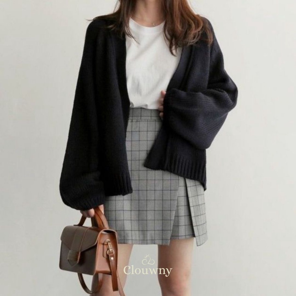 CLOUWNY - Outwear Wanita Lunetes Cardigan Outer Premium Knitt Fit to XL