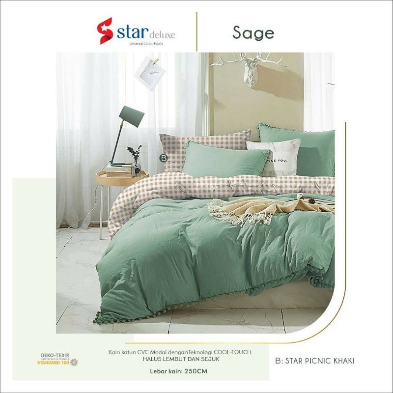 Sprei Bahan Katun Star Motif Polos