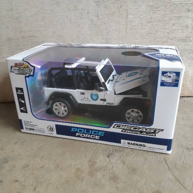 Diecast Jeep Wrangler Police Alloy - Miniatur Mobil Polisi Metal