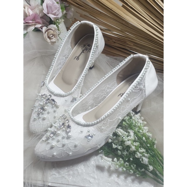 sepatu wedding noviara putih tinggi 7cm lancip