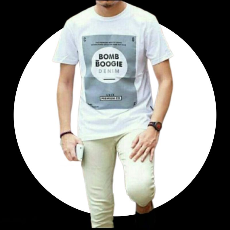 BAJU KAOS TSHIRT T SHIRT DISTRO FASHION PRIA COWOK LAKI LAKI DEWASA BOMBOOGIE BOOMBOGIE BOMBOGIE BOM