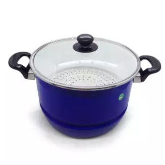 Maspion Panci Stock Pot Ceria ECO Steamer 26 cm + Tutup Kaca Warna