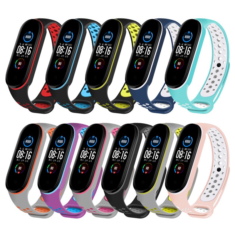 Mi Band Sports Tali Dua Warna Gelang Silikon Lembut Gelang Pengganti Xiaomi 3 4 5 6 Band