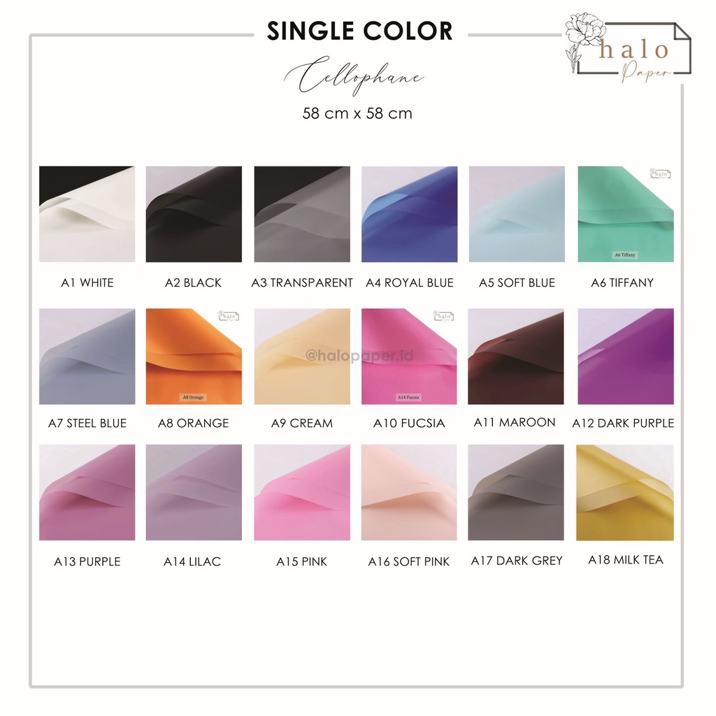 

(1 Lembar) SINGLE COLOR TRANSPARENT - FLOWER WRAPPING PAPER OPP WATERPROOF SINGLE COLOR TRANSPARENT