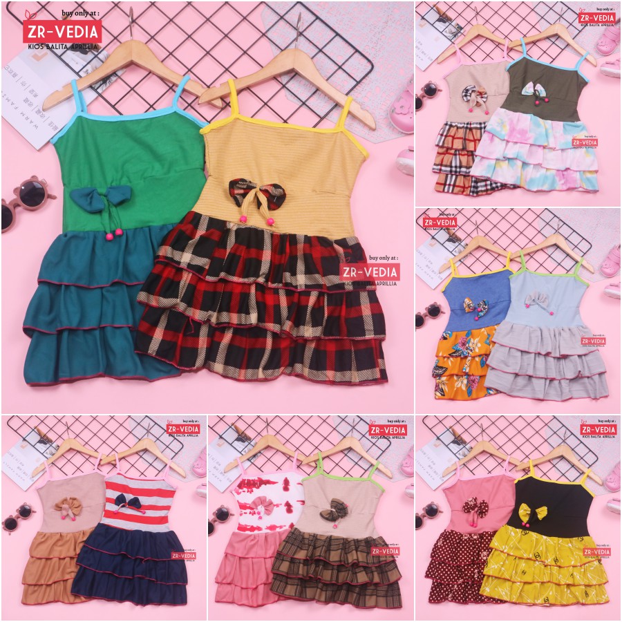 Dress Valerie uk 5-6 tahun / Dress Tanktop Baju Anak Perempuan Adem Kaos Dres Murah Pakaian Pesta