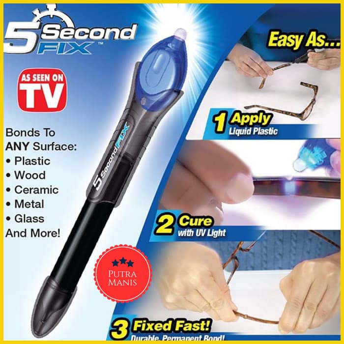 

5 Second Fix Lem Serbaguna Ajaib Sinar UV KACA KAYU keramik ceramic metal Magic Super Glue wood