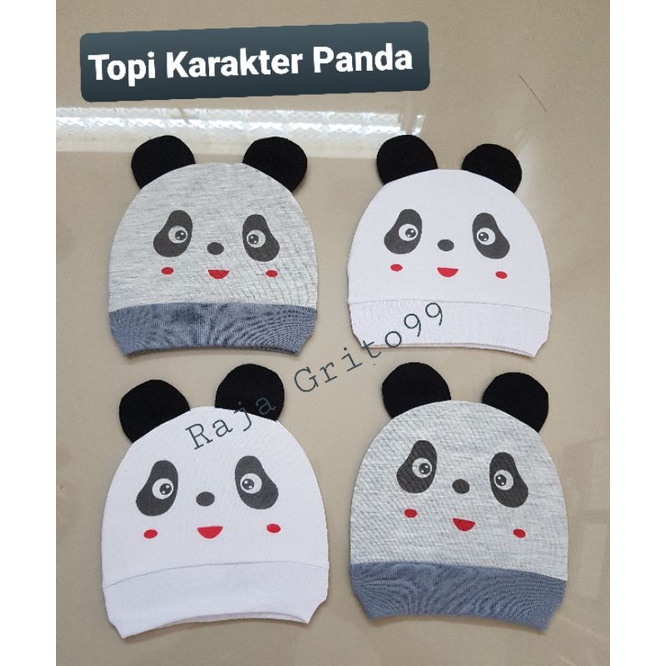 Topi bayi karakter binatang Panda / topi karakter lucu new born 0 - 3th bahan premium / Kupluk bayi