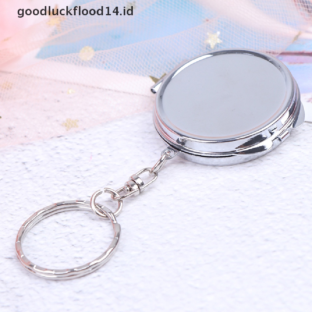 [OOID] New Metal Folding Mirror Key Ring Keychain Portable Compact Cosmetic ID