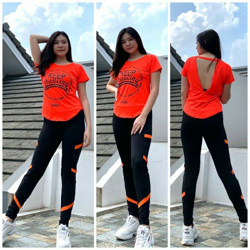 1 set zumba tali dan legging keren produk asli original bahan tebal aerobic zumba