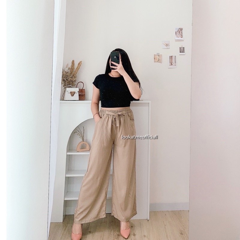Lookatmeofficial • Celana Kulot Rayon Luna Bahan Adem Comfy Dailywear-Mocca