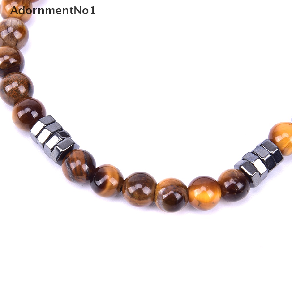 (AdornmentNo1) Gelang Tangan Manik-Manik Batu Tiger Eye Natural Untuk Pria