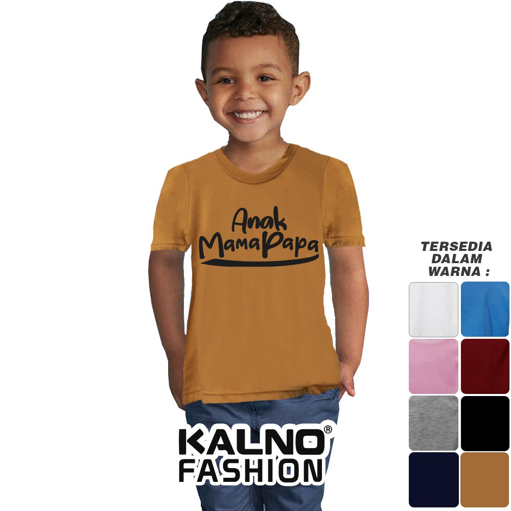 Baju Sablon Tulisan Anak Papa Mama 613 - Umur 1-7 Tahun Ukuran S M L XL Bahan Katun Polyester