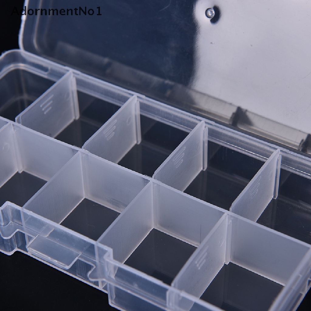 (AdornmentNo1) Kotak Penyimpanan / Organizer Perhiasan / Manik-Manik 10 Slot Adjustable Bahan Plastik