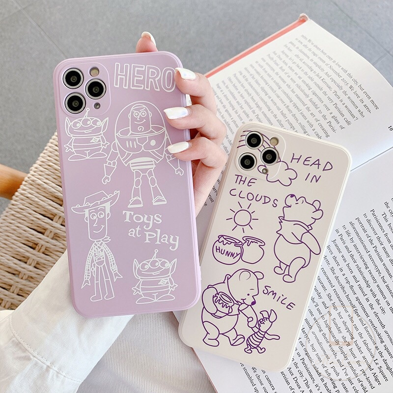 Casing Samsung A11 M11 A32 A52 A72 A50 A12 A50s A30s A02s A51 A20s A71 M40s A21s A31 A10s Cartoon Case Winnie the Pooh Funny Toys Alien Toy Story Straight Cube Cover-1