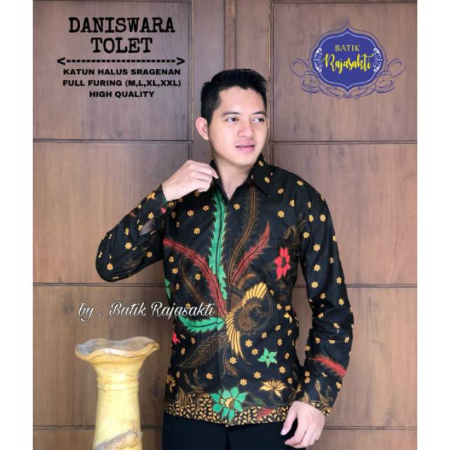 Batik Solo DANISWARA TOLET Kemeja Pria Katun Halus Sragenan Full Furing Murah