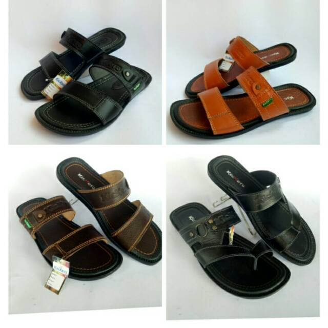 Sandal kulit asli pria selop japit terbaru sendal lebaran keren