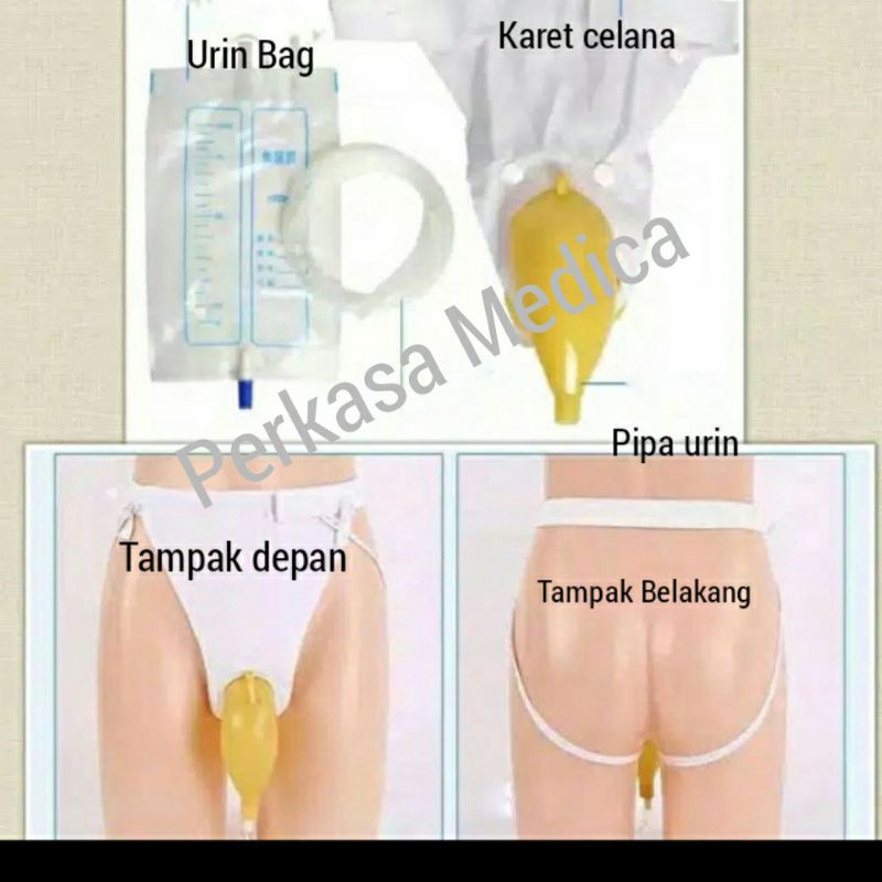 Alat Bantu Kencing Pasien Stroke Pria Wanita lengkap dengan urin bag 1000ml / Kateter Eksternal, urin bag 2000ml, Dr. P