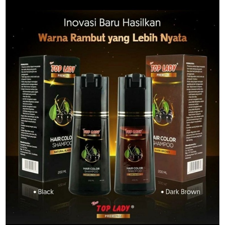 Top Lady Premium Coklat Tua Shampo 200 ml Pewarna Rambut Cat Rambut