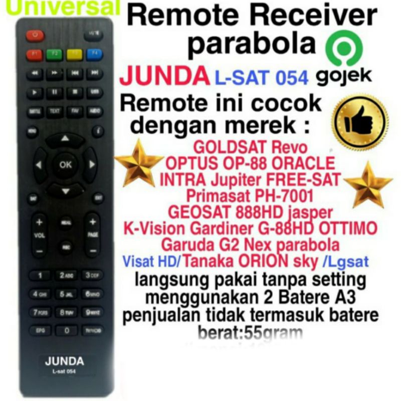 Remote Receiver ParaBola Optus Goldsat Primasat PH-7001 Dll Junda L-Sat 054