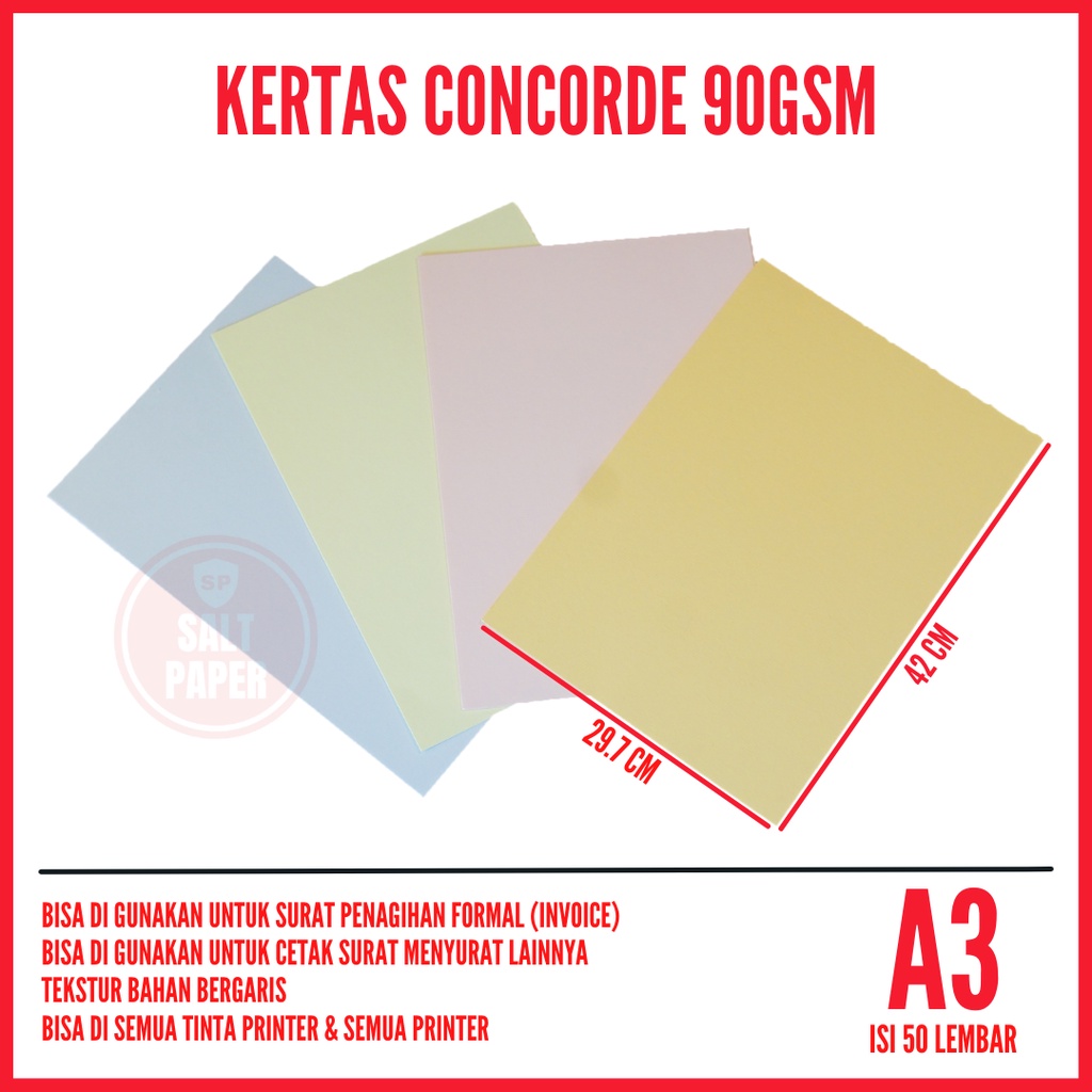 

Kertas Concorde A3 90gr isi 50 lembar / Concorde A3 90gr
