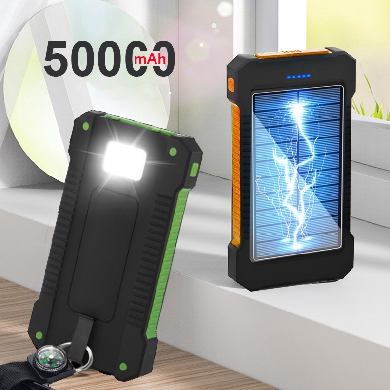 Solar PowerBank  50000mAh Charger USB Ports Power Bank External Charger Flashlight IP65 Waterproof