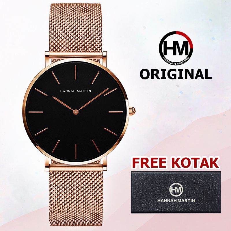 Jam Tangan Wanita Premium Hannah Martin 100% Original Elegan CEWEK Quartz Perempuan