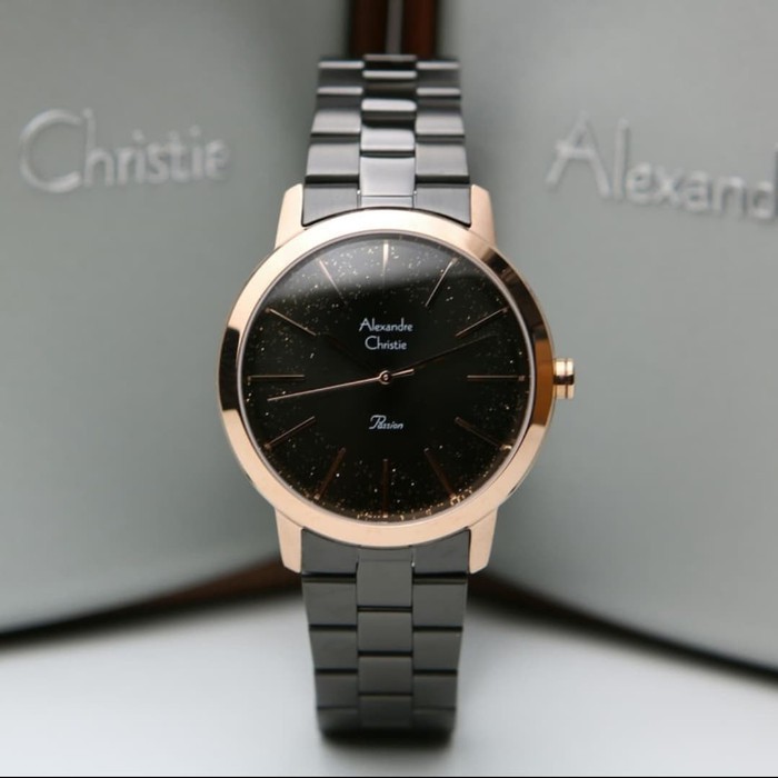 JAM TANGAN ALEXANDRE CHRISTIE AC 2818 AC2818 WANITA ROSEGOLD BLACK ORIGINAL