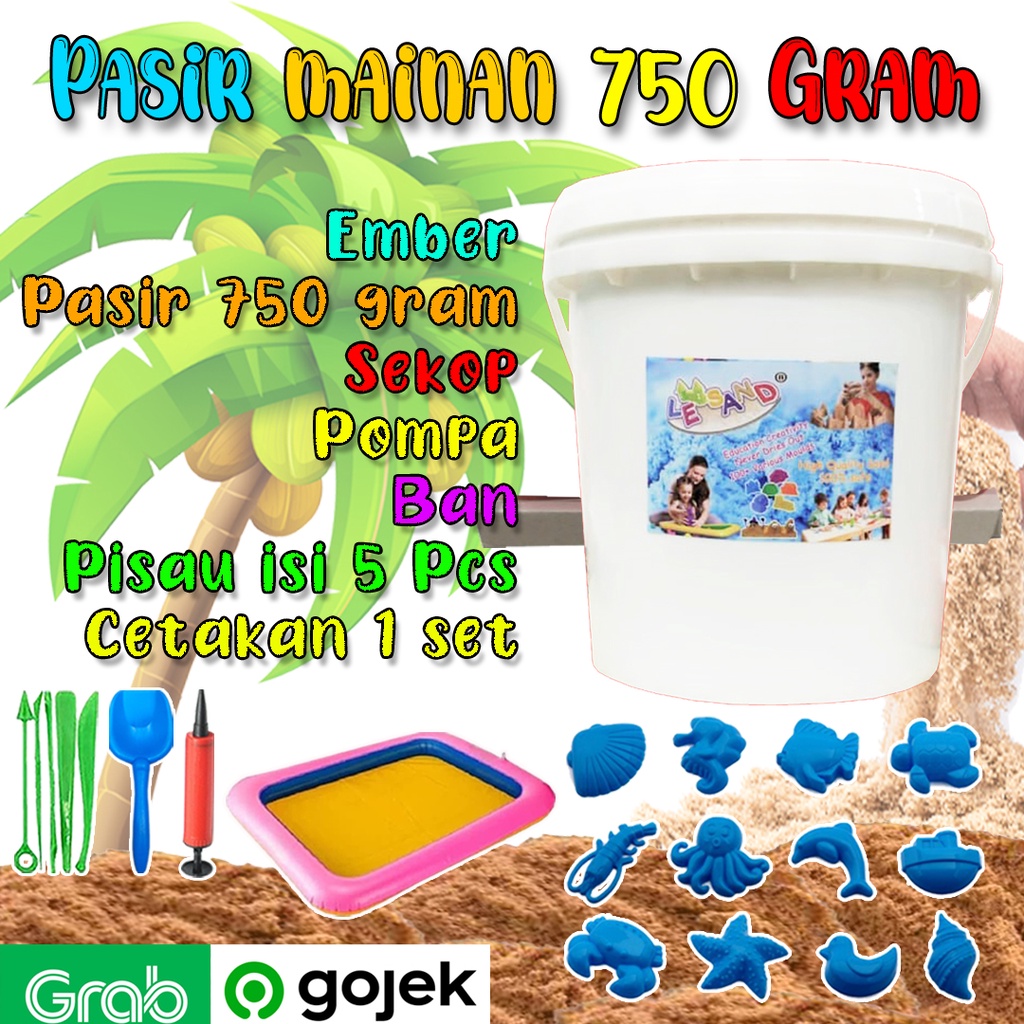 Pasir Mainan Anak Sintetis Le Sand Paket Container 750 gram