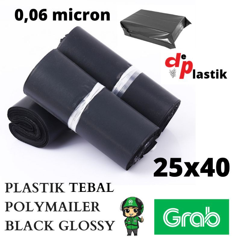 

Plastik polymailer hitam 25x40 / plastik packing tebal 0.06 micron black