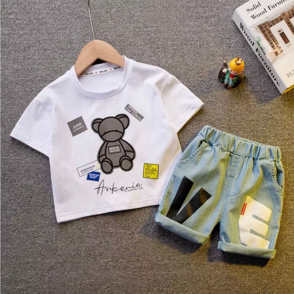 Promo cod setelan premium terbaru anak anak laki laki laki perempuan motif teddy 1-5 tahun/baju anak/setelan anak/baju anak/pakaian anak/pakaian bayi/baju bayi/set unisex/unisex