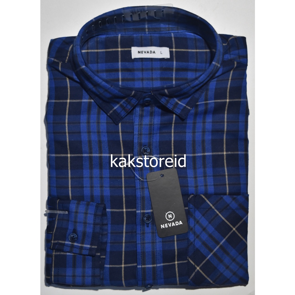 Kemeja Pria Nevada Biru Lengan Panjang OWE 190 ORIGINAL