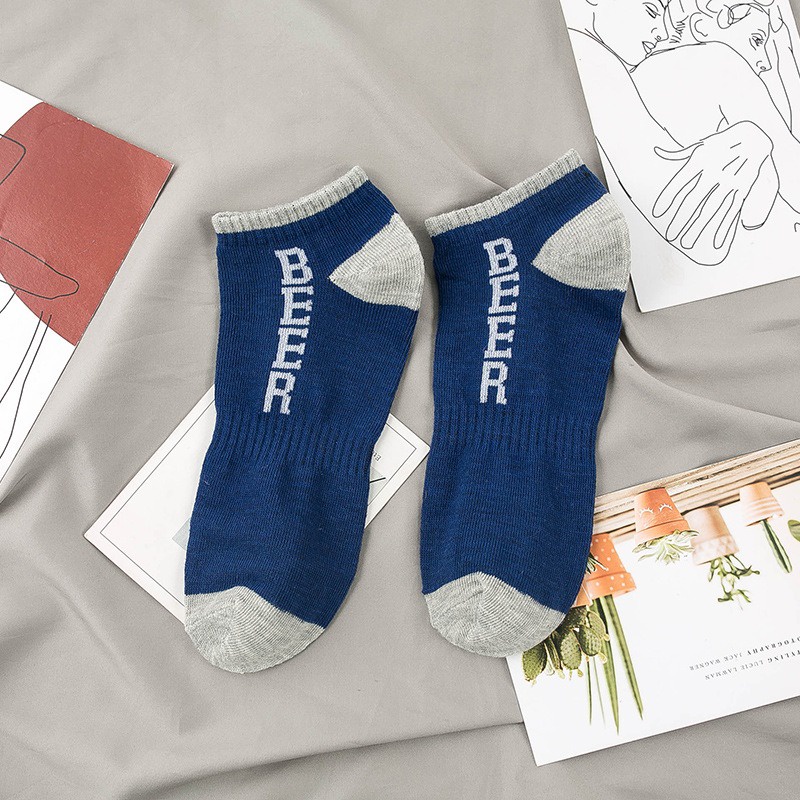Kaos Kaki Ankle Pendek Lucu Tebal 1kg muat 86pcs Motif Brown Import Lembut GANNISE KK0002-KK0010 BLUE