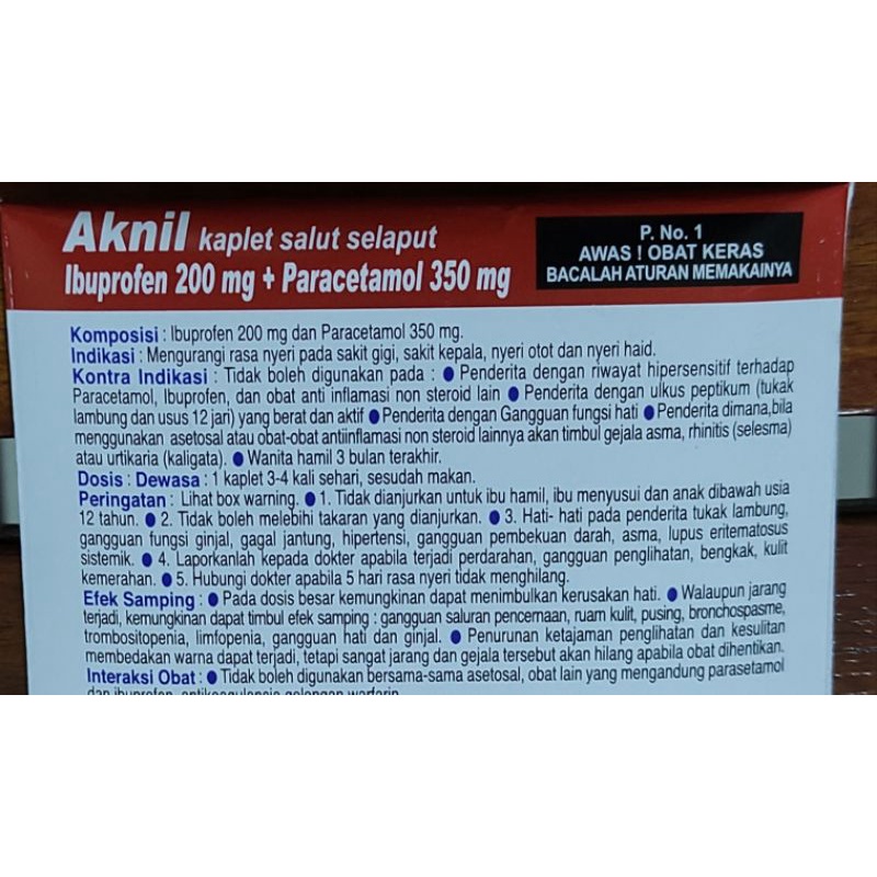 Aknil 10 Kaplet / Obat Sakit Gigi / Demam / Nyeri Haid