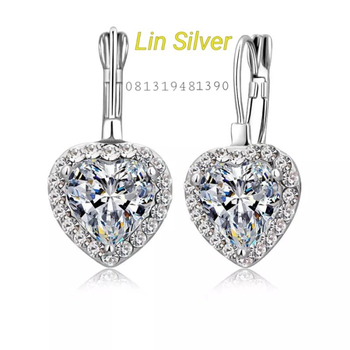 WANITA-ANTING- ANTING LOVE / HATI / HEART LAPIS EMAS PUTIH PERAK SILVER 925 -ANTING-WANITA.