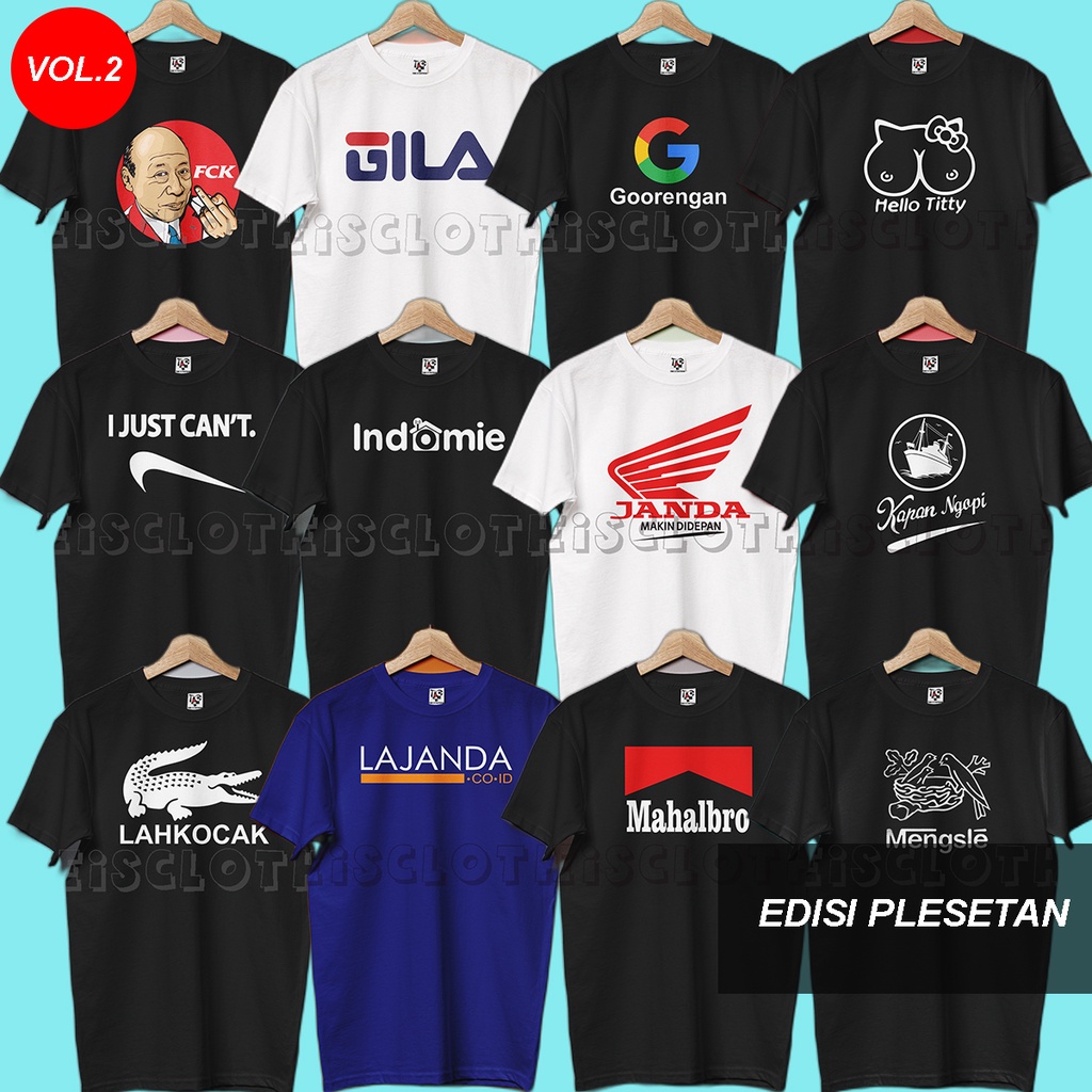 Kaos Baju DISTRO PLESETAN KATA KATA LUCU 30s