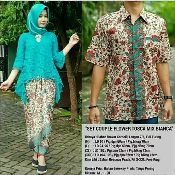 Couple Stelan Kebaya tyas Kombi Rok Lilit dan Kemeja Batik Pria