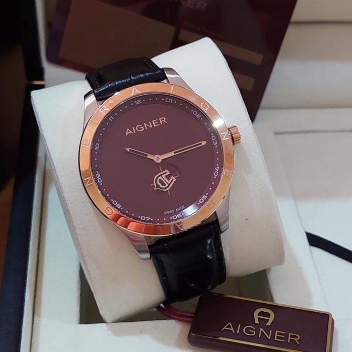 JAM TANGAN PRIA AIGNER LIVORNO ARWGA2100402 LEATHER BLACK ORIGINAL