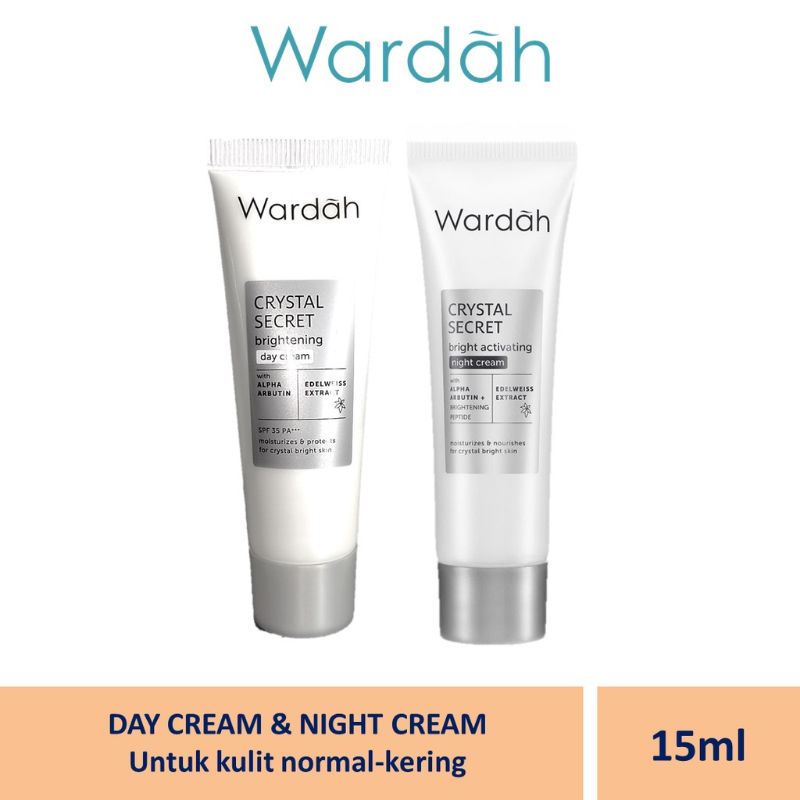 WARDAH CRYSTAL  SECRET DAY NIGHT PAKET SIANG MALAM 15 ML ( D/N 15 )