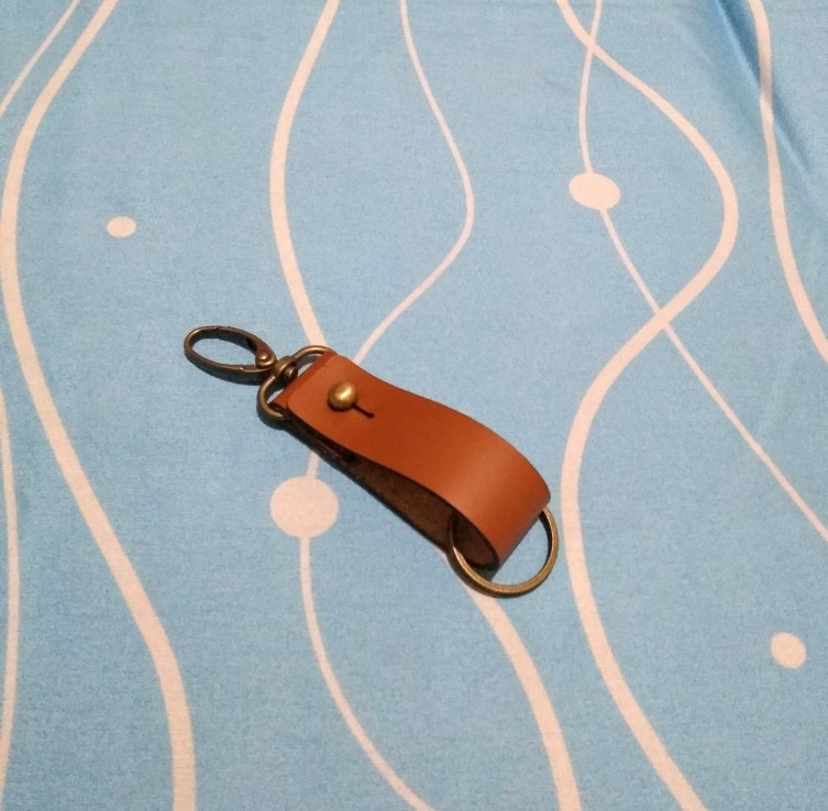 Gantungan Kunci Kulit Asli Leather Keychain Tan Hook Bronze - Phkc086