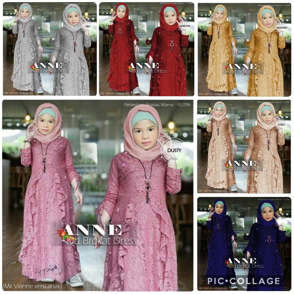 (JAMIN REALPICT) GAMIS ANNE ANAK VIANNE MAXI KIDS BRUKAT CORNELI TULANG GLITTER FASHION MUSLIM ANAK