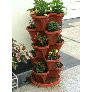 (Hot Item) Pot Tanaman 5 Susun Vertikal Green Leaf *