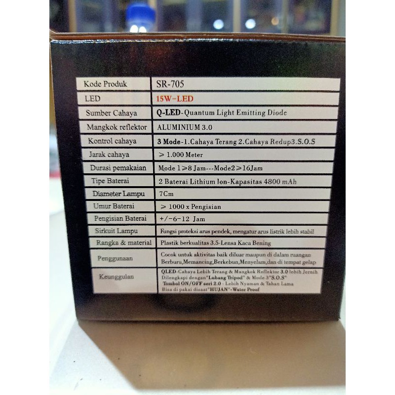 SENTER KEPALA DONY SR-705 15W QLED - SUPER RED