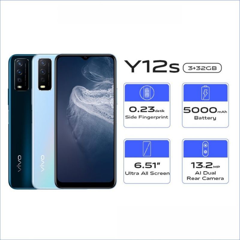 Vivo y12s ram 3GB Rom 32gb gransi resmi 1tahun