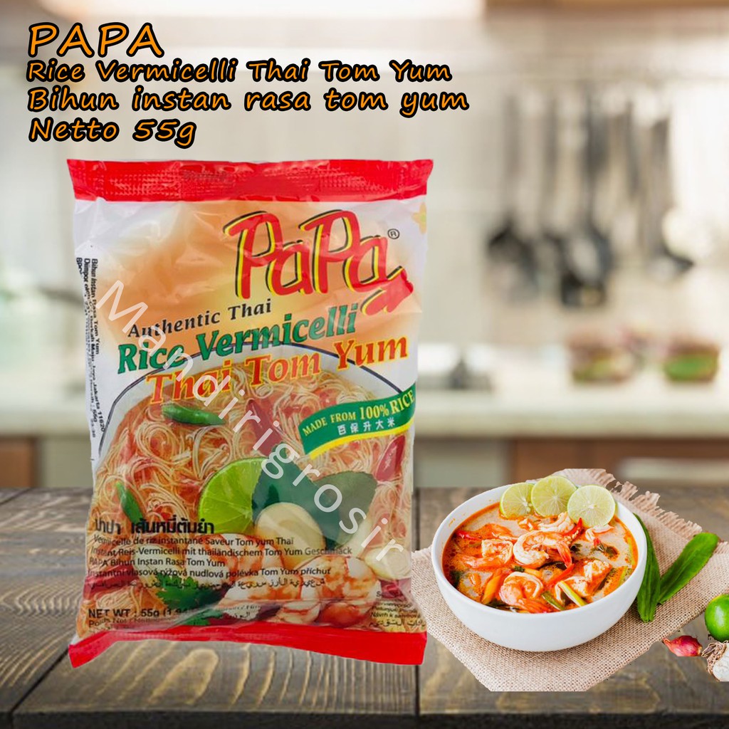 

Rice Vermicelli Thai Tom Yum *Papa * Bihun instan rasa tom yum * 55g