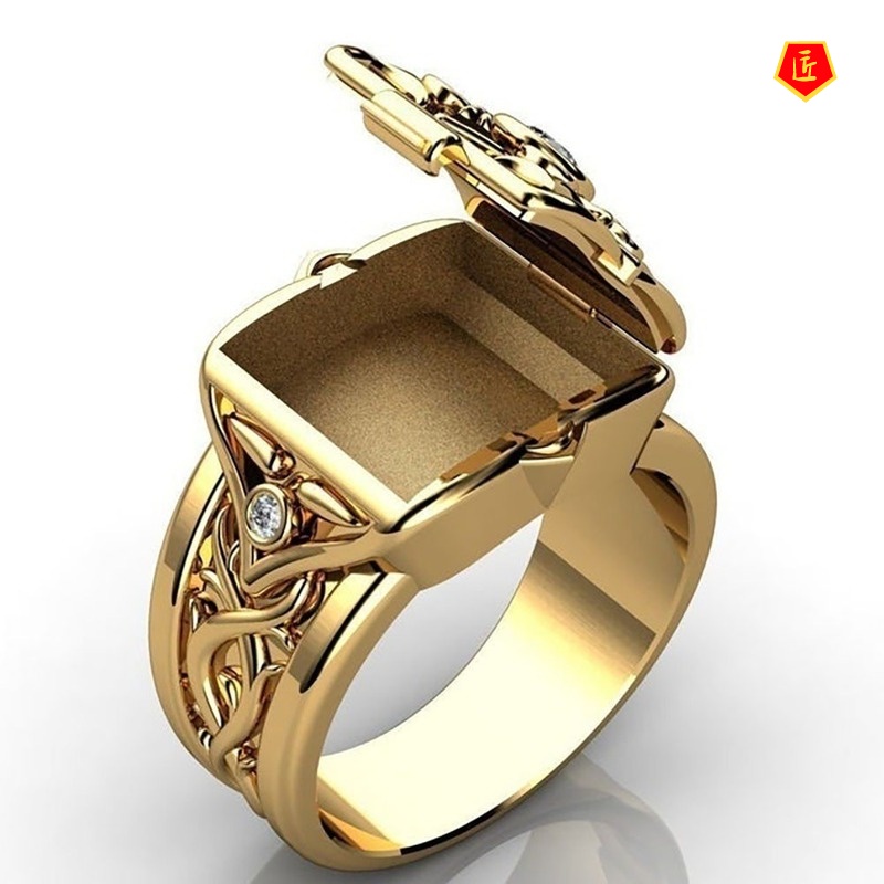 [Ready Stock]Hip Hop Punk 18K Gold Men's Ring Creative