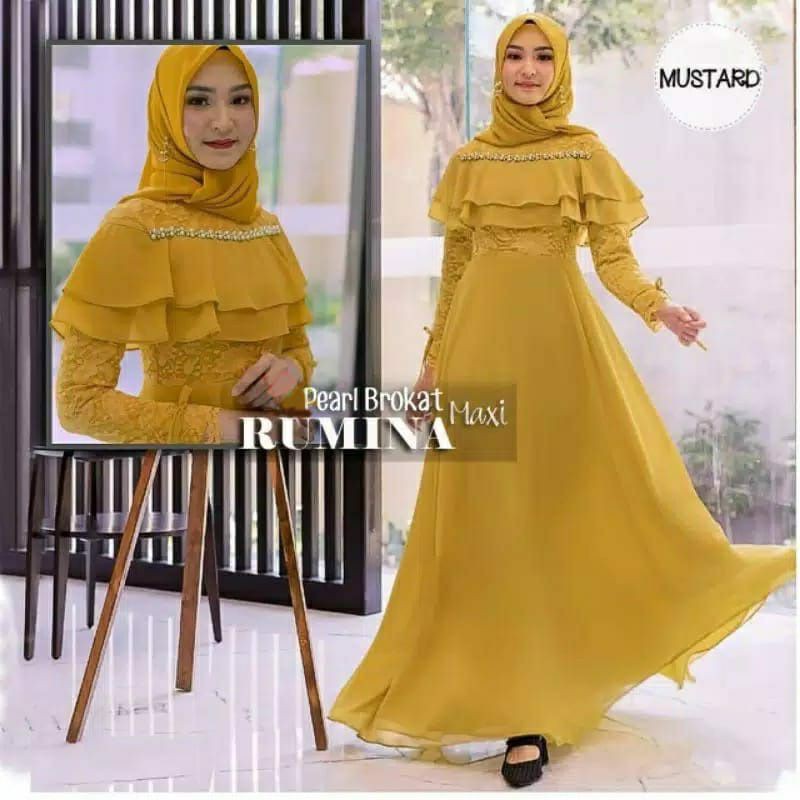 PCS MAXY RUMINA BAHAN BRUKAT KOMBI MOSCREPE JC FASHION BUSANA GAMIS DRESS MAXI 2 UKURAN XL XXL