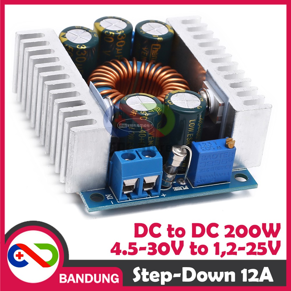 STEP DOWN 12A 200W DC TO DC ADJUSTABLE POWER SUPPLY 4.5-30V TO 1.2-25V