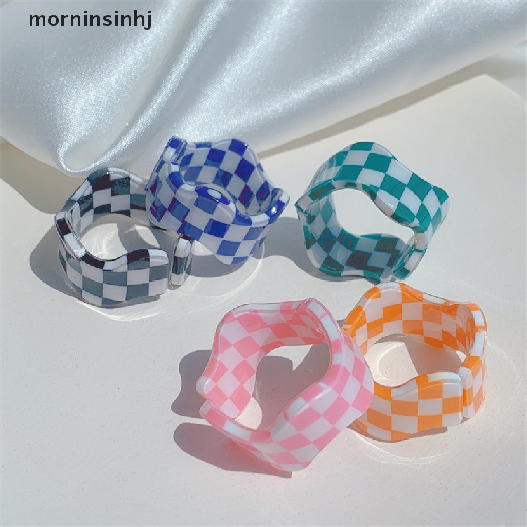 Mornin Cincin Akrilik Resin Geometri Model Terbuka Warna Warni Untuk Wanita