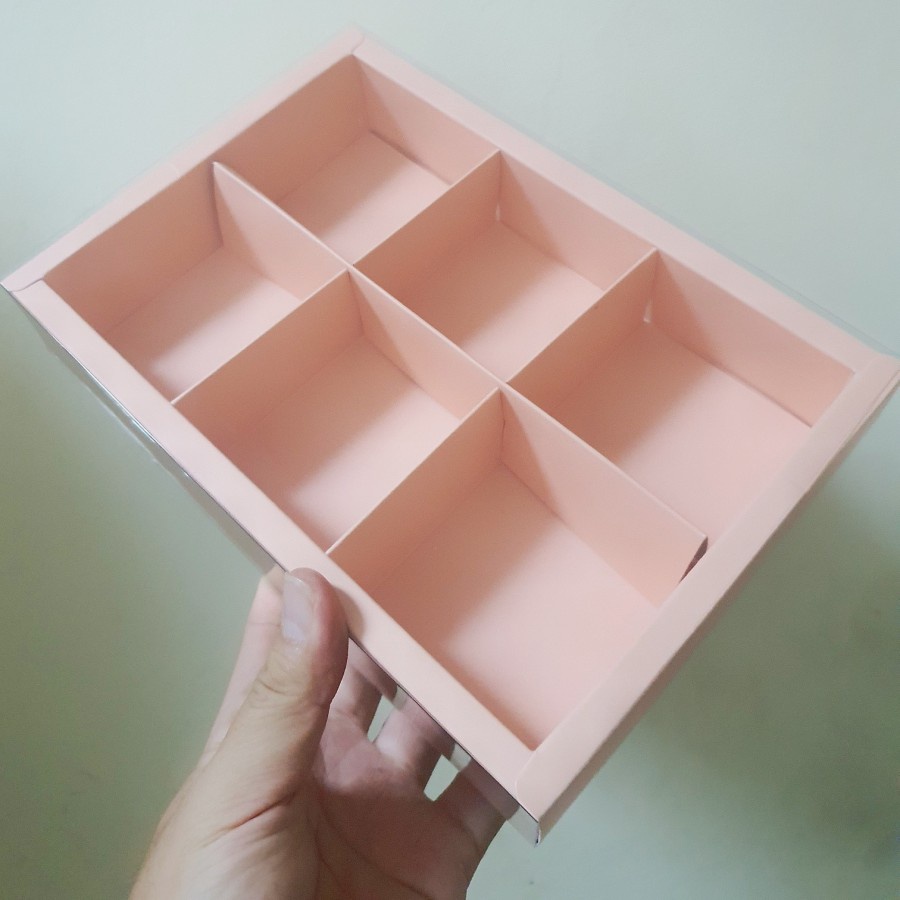 

(5 pc) Box Mika Pink Sekat 6 Dus Packaging Hampers Kue Nastar Mini Eggtart Fruit Pie Parcel Hantaran